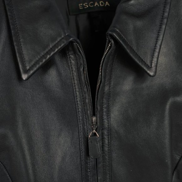 Escada Black Tailored Leather Jacket - Picture 3 of 6